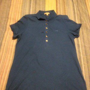 Burberry Brit Women's XL Blue Nova Check Polo Shirt Casual Designer Cotton